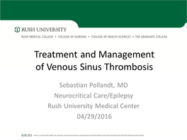 Treatment and Management of Venous Sinus Thrombosis
