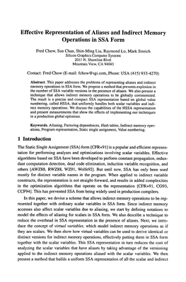 Effective Representation of Aliases and Indirect Memory Operations in SSA Form