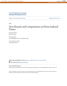 New Bounds and Computations on Prime-Indexed Primes Jonathan Bayless Husson University