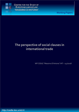 The Perspective of Social Clauses in International Trade