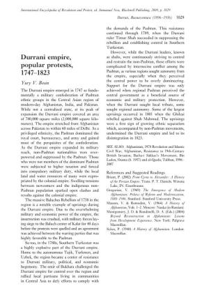 Durrani Empire, Popular Protests, 1747–1823