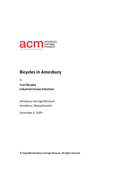 Bicycles in Amesbury by Tom Murphy Industrial Survey Volunteer