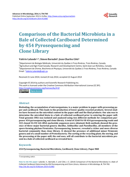 Comparison of the Bacterial Microbiota in a Bale of Collected Cardboard Determined by 454 Pyrosequencing and Clone Library