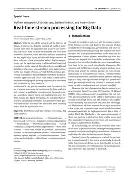 Real-Time Stream Processing for Big Data