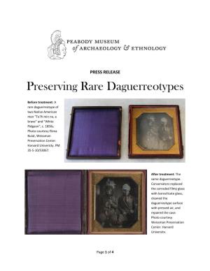 Preserving Rare Daguerreotypes