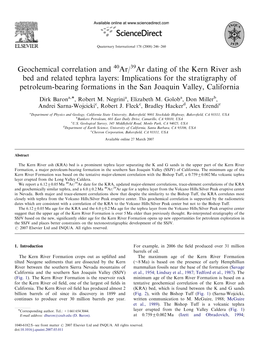 Ar Dating of the Kern River Ash Bed and Related Tephra Layers: Implications for the Stratigraphy of Petroleum-Bearing Formations in the San Joaquin Valley, California