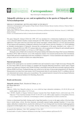 Talpapellis Solorinae Sp. Nov. and an Updated Key to the Species of Talpapellis and Verrucocladosporium