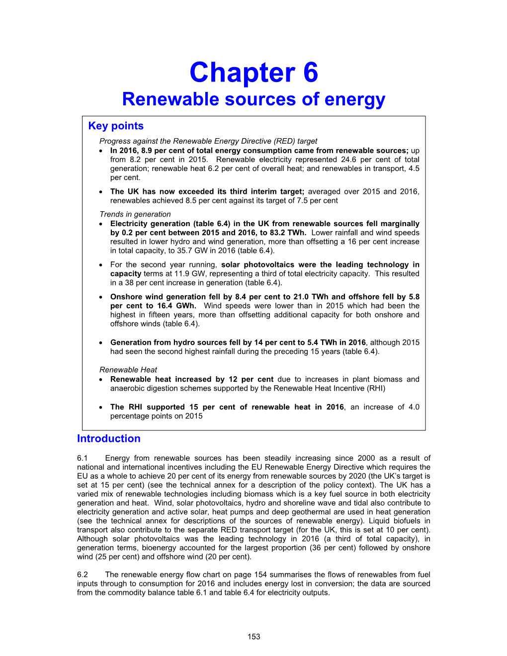 (DUKES), Chapter 6: Renewable Sources of Energy