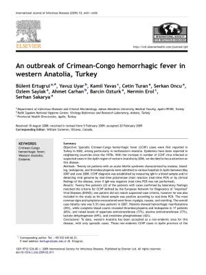 An Outbreak of Crimean-Congo Hemorrhagic Fever in Western Anatolia, Turkey