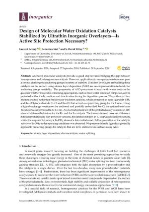 Design of Molecular Water Oxidation Catalysts Stabilized by Ultrathin Inorganic Overlayers—Is Active Site Protection Necessary?