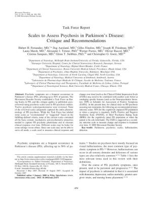Scales to Assess Psychosis in Parkinson's Disease: Critique And