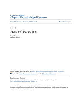President's Piano Series Sergei Babayan Chapman University