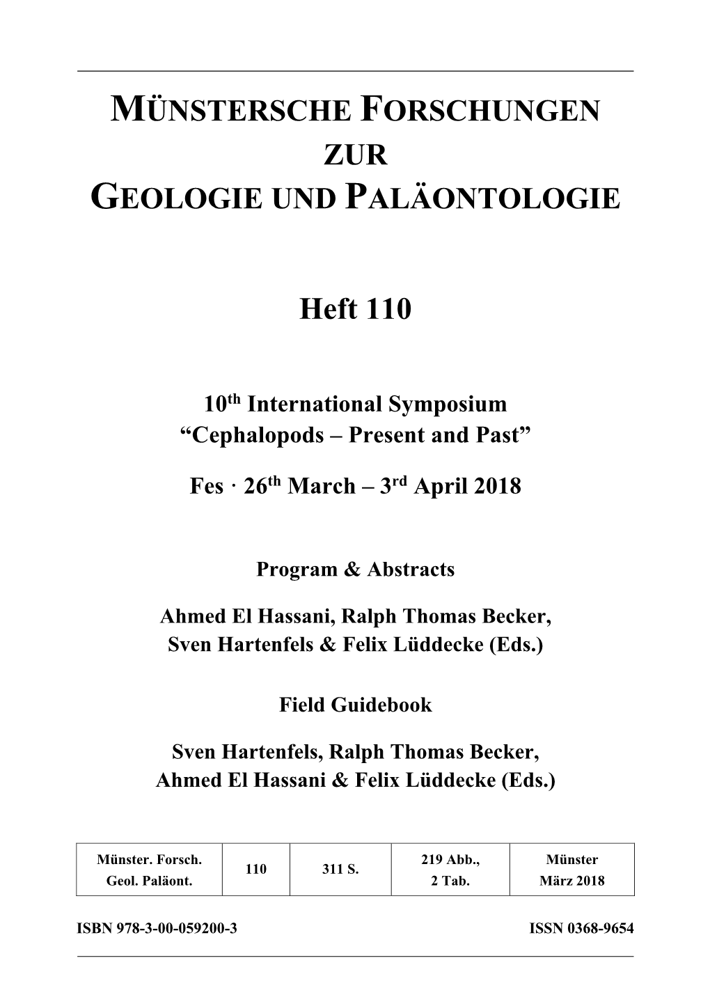 Münstersche Forschungen Zur Geologie Und Paläontologie