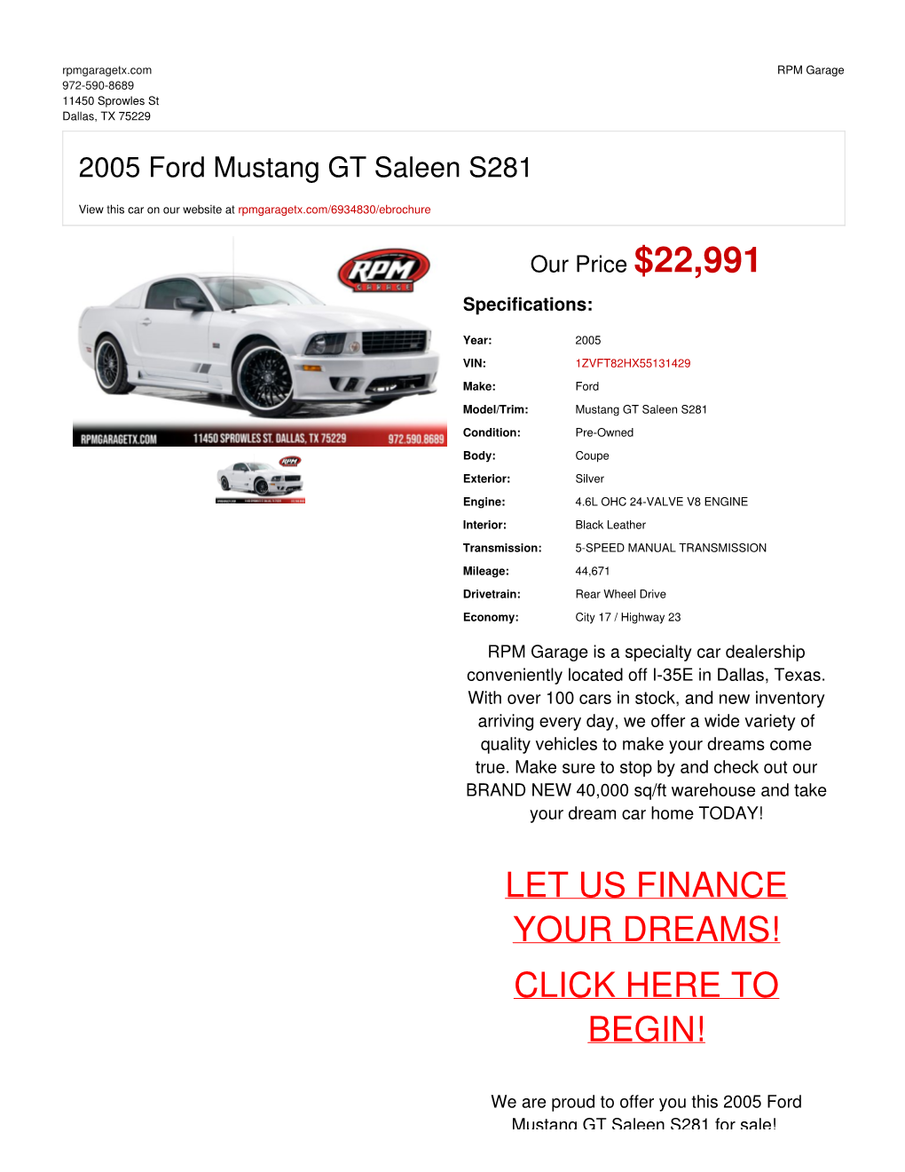2005 Ford Mustang GT Saleen S281 | Dallas, TX | RPM Garage