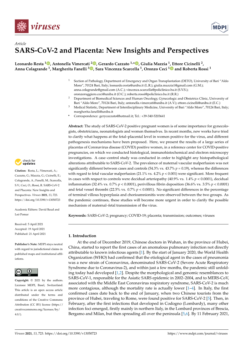 SARS-Cov-2 and Placenta: New Insights and Perspectives