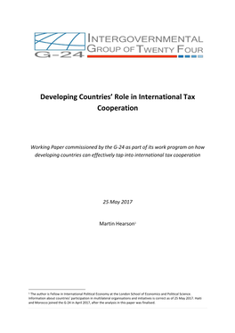 Developing Countries' Role in International Tax Cooperation