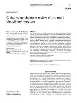 Global Value Chains: a Review of the Multi-Disciplinary Literature