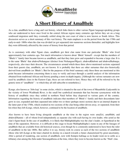 A Short History of Amabhele