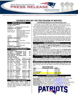 Patriots Kick Off the 2013 Season at Buffalo