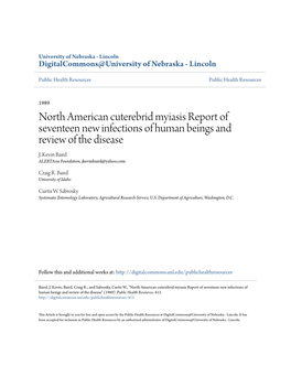 North American Cuterebrid Myiasis Report of Seventeen New Infections of Human Beings and Review of the Disease J
