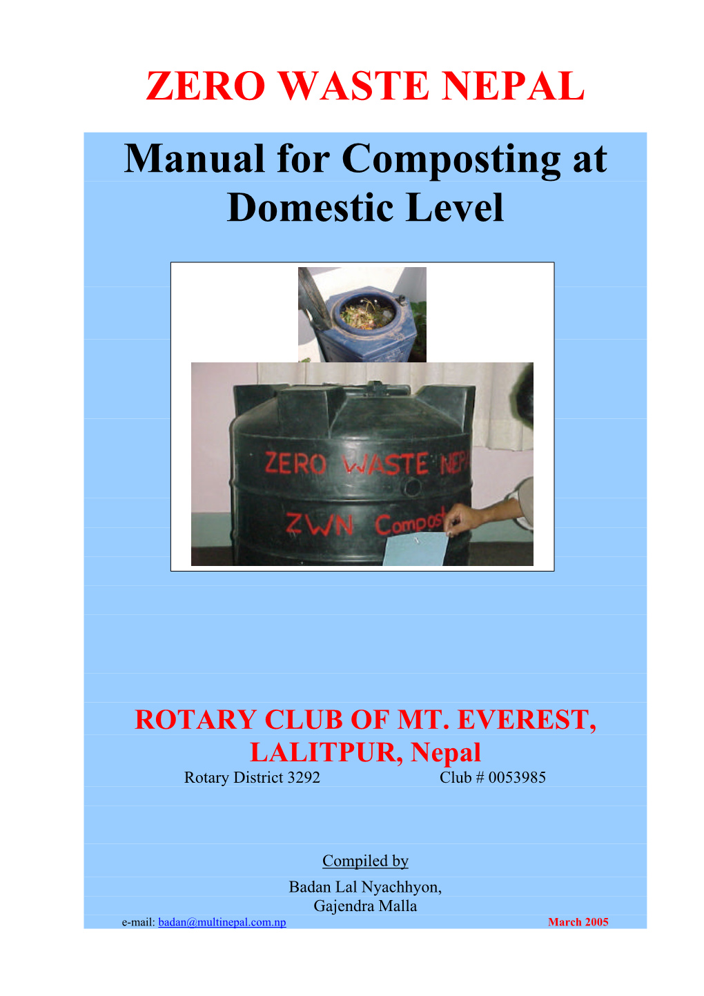 Manual for Domestic Composting