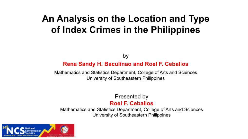 An Analysis on the Location and Type of Index Crimes in the Philippines