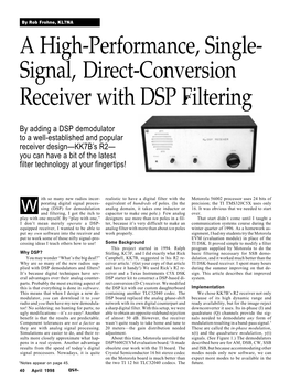 A High-Performance, Single-Signal, Direct-Conversion Receiver with DSP Filtering