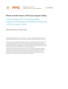 Water and the Future of the San Joaquin Valley, Technical Appendix F