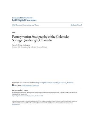 Pennsylvanian Stratigraphy of the Colorado Springs Quadrangle, Colorado