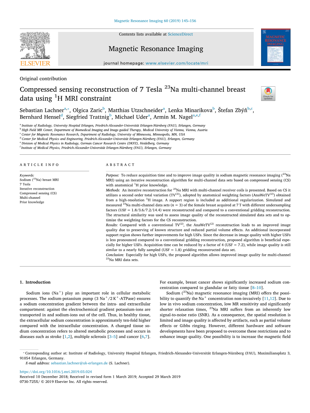 Compressed Sensing Reconstruction of 7 Tesla 23Na Multi-Channel Breast