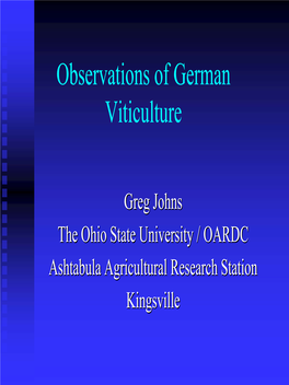 Observations of German Viticulture