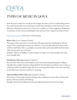 Types of Music in Qoya