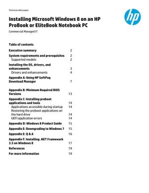 Installing Microsoft Windows 8 on an HP Probook Or Elitebook Notebook PC Commercial Managed IT