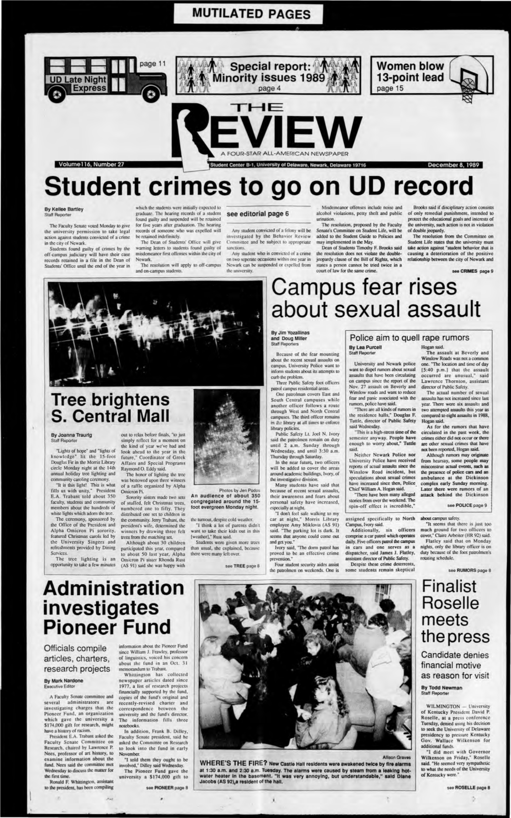 Student Crimes to Go on UD Record