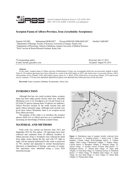 Scorpion Fauna of Alborz Province, Iran (Arachnida: Scorpiones)