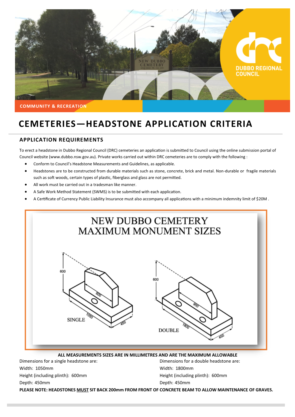 Cemeteries—Headstone Application Criteria