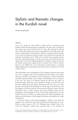 Stylistic and Thematic Changes in the Kurdish Novel