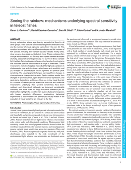 Mechanisms Underlying Spectral Sensitivity in Teleost Fishes Karen L