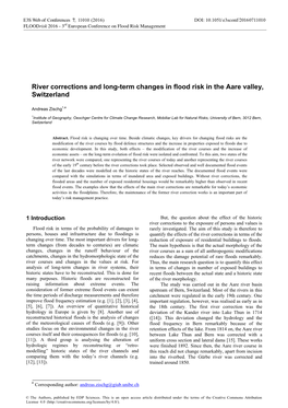 River Corrections and Long-Term Changes in Flood Risk in the Aare Valley, Switzerland