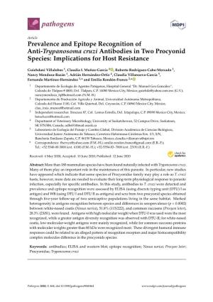 Prevalence and Epitope Recognition of Anti-Trypanosoma Cruzi Antibodies in Two Procyonid Species: Implications for Host Resistance