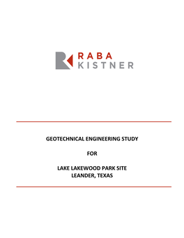 Geotechnical Engineering Study for Lake Lakewood