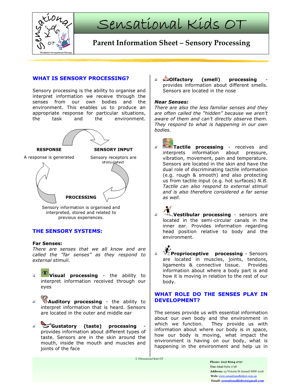 Parent Information Sheet – Sensory Processing