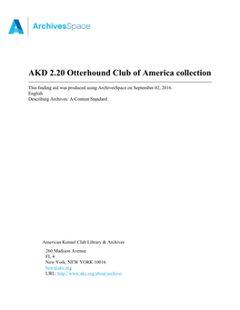 AKD 2.20 Otterhound Club of America Collection
