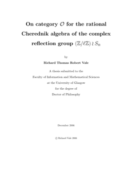 On Category O for the Rational Cherednik Algebra of the Complex Reflection Group