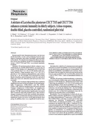 A Mixture of Lactobacillus Plantarumcect 7315 and CECT