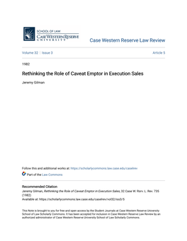 Rethinking the Role of Caveat Emptor in Execution Sales