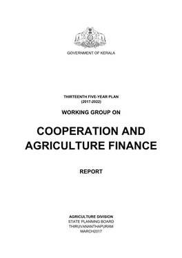 Cooperation and Agriculture Finance