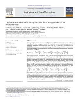 The Fundamental Equation of Eddy Covariance and Its Application in ﬂux Measurementsଝ