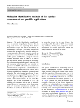 Molecular Identification Methods of Fish Species