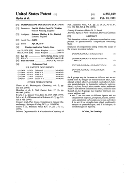United States Patent 19 11) 4,250,189 Hydes Et Al